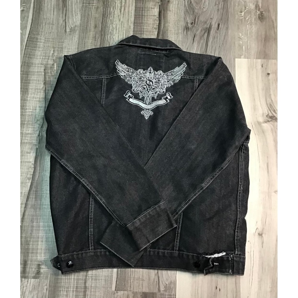 Red Ape Mens Black Denim Embroidered Jacket and Jeans 36x32 L Streetwear Hip Hop - Picture 11 of 16